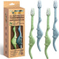 ® All-Natural Eco Friendly Kids Toothbrush Made from Plants - Dinosaurs 4-36M - Baby to Toddler - Blue/Green - 4Pk | 1% for the Planet Product