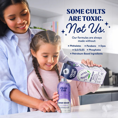 Cleancult Wild Lavender Dish Soap Refill – 32 Fl Oz | Grease-Fighting, Plant-Based, Non-Toxic, Eco-Friendly with Recyclable Packaging