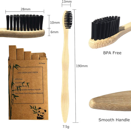 Eco-Friendly Bamboo Toothbrushes – Set of 10