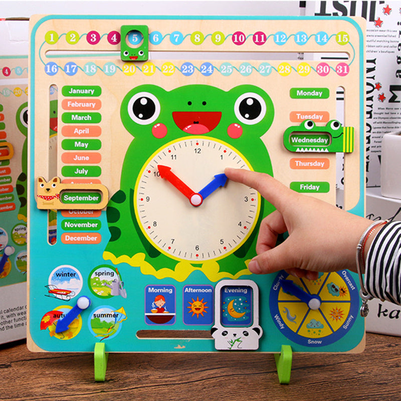 Wooden Calendar Clock – Educational Learning Toy for Kids