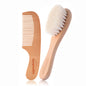 Soft Baby Brush & Comb Set – Hypoallergenic Goat Hair Bristles & Natural Wood Handle, Gentle Massage & Cradle Cap Prevention, Perfect Baby Shower Gift