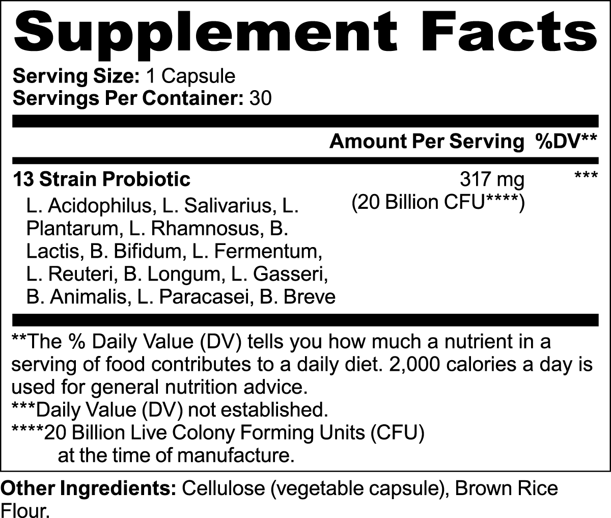 Daily Probiotic 20 Billion CFU – 13 Strain Digestive & Immune Blend