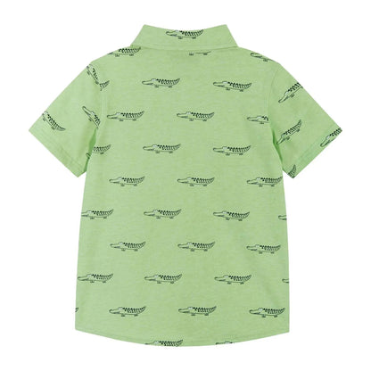 Andy & Evan - Boys Knit Buttondown - Lt Green Croc