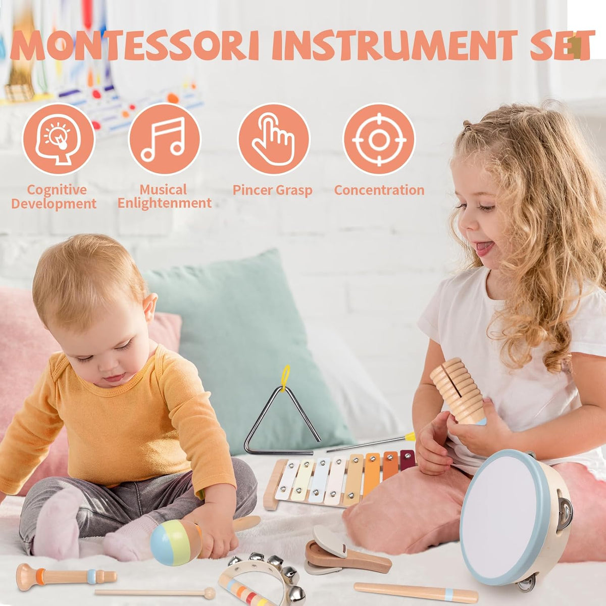 Little Music Makers Band Wooden Instrument Set for Toddlers Ages 18 Months+