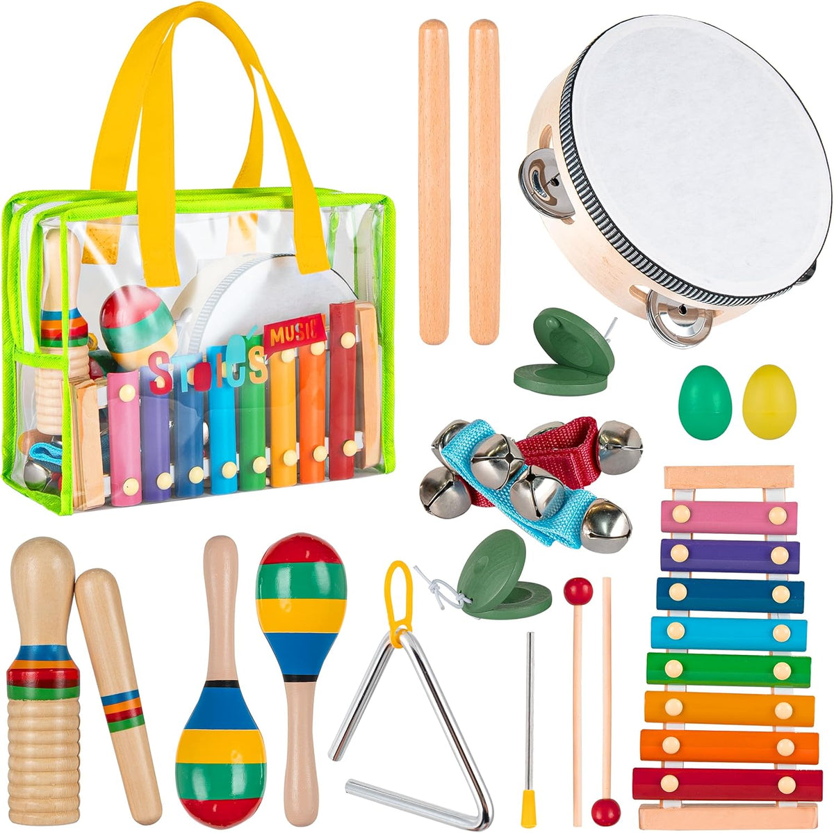 Music and Rhythm Educational Wooden Set Musical Instruments Set for Toddlers Ages 3+