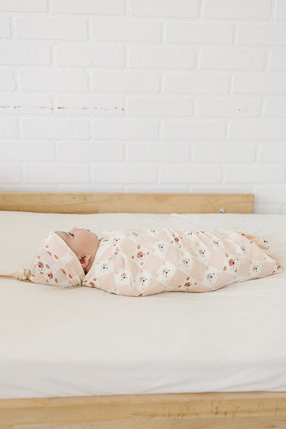 GOTS Certified Organic Cotton Blanket - Checkered Bear