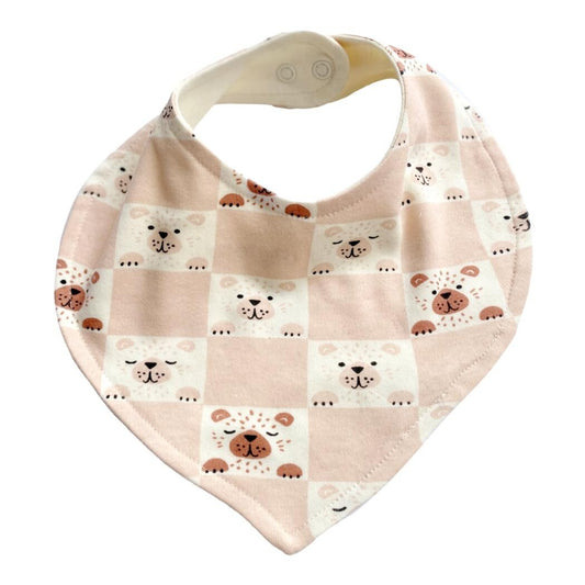GOTS Certified Organic Cotton Bib - Checkered Bear