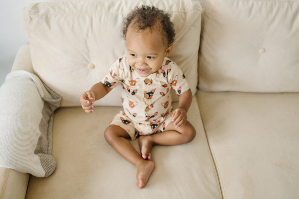 GOTS Certified Organic Cotton Short Sleeve Romper - Chihuahua