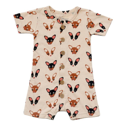GOTS Certified Organic Cotton Short Sleeve Romper - Chihuahua