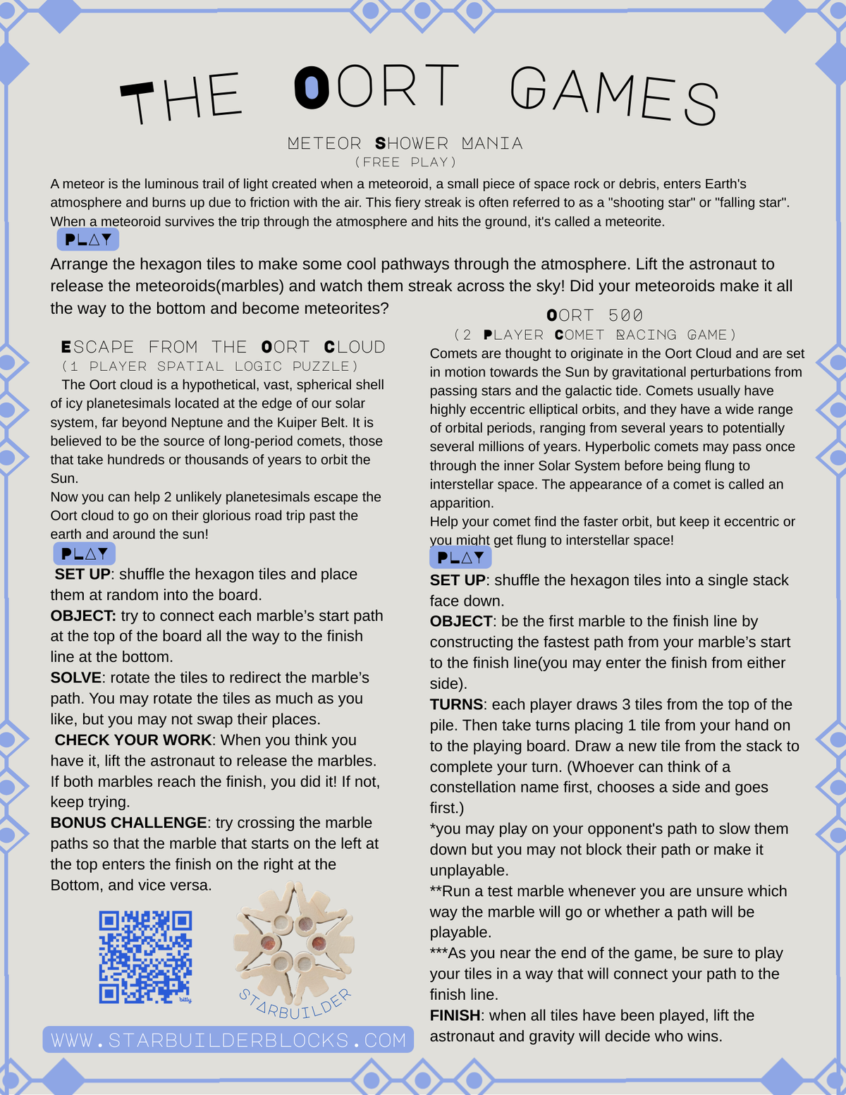 The Oort Cloud: A Marble Run Puzzle Game