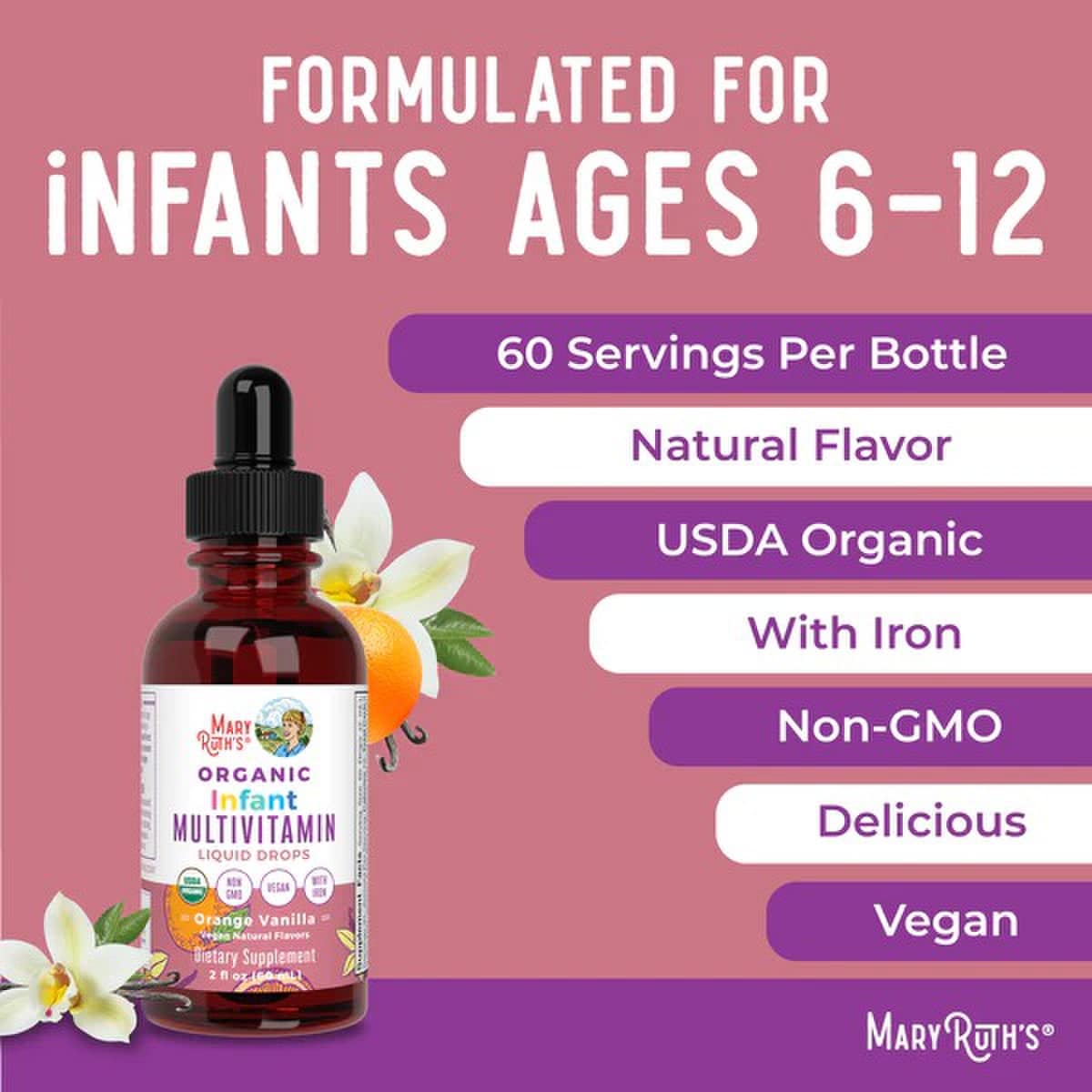 Mary Ruth's® Organic Infant Multivitamin with Iron Liquid Drops