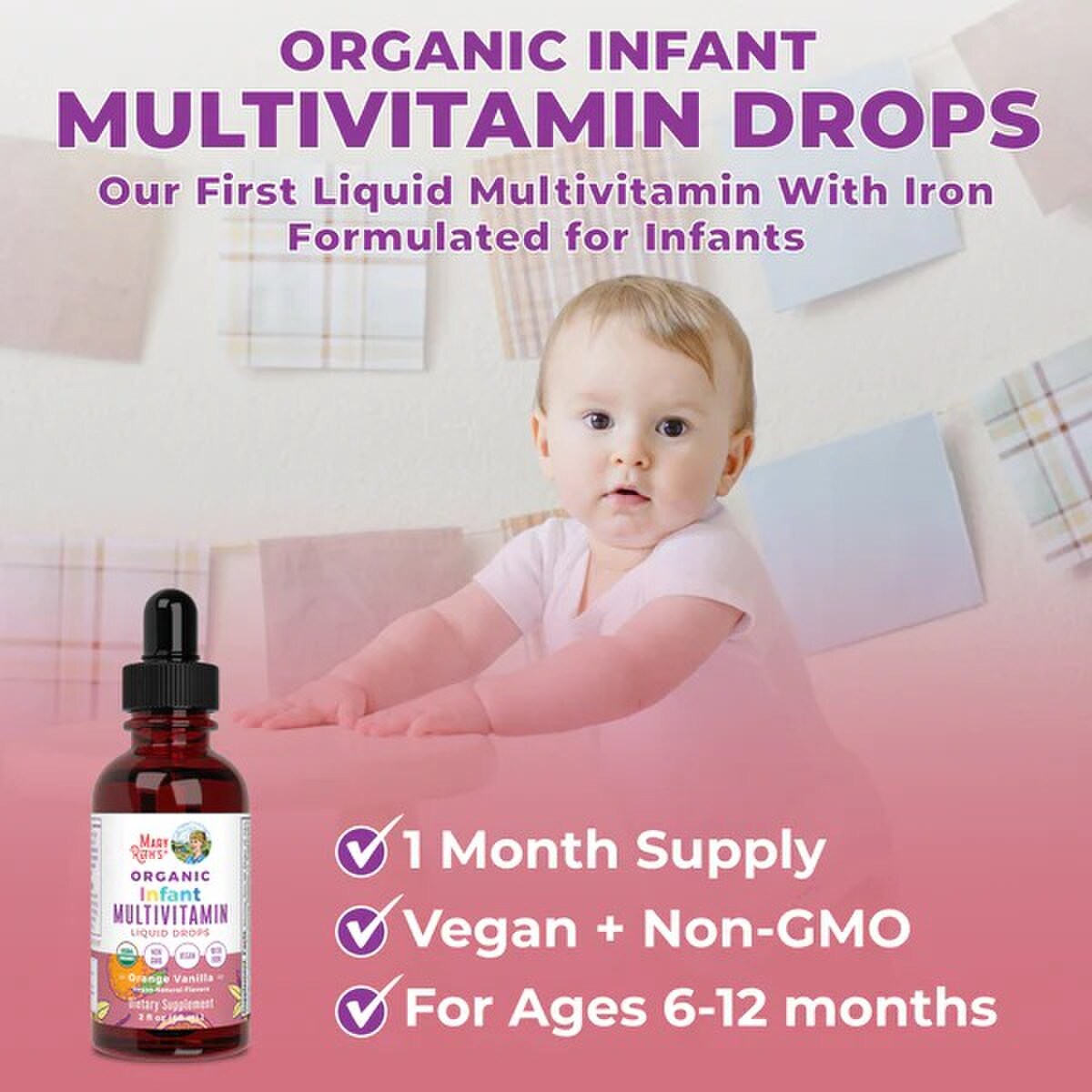 Mary Ruth's® Organic Infant Multivitamin with Iron Liquid Drops