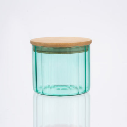Glass Canister Set & Bamboo Lid - Diamond Blue