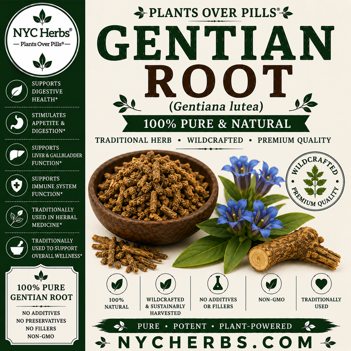 Gentian Root c/s | Potent Bitter & Appetite Stimulant