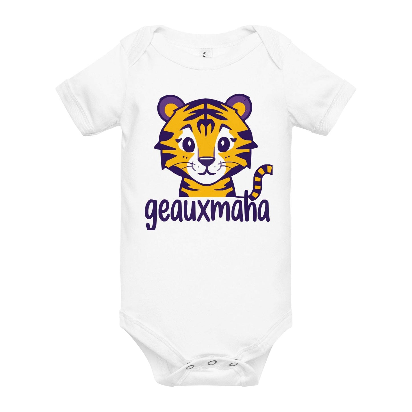 Geauxmaha Tiger Baby Onesie – Purple &amp; Gold