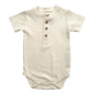 GOTS Certified Natural Henley Short Sleeve Bodysuit + Coconut Buttons