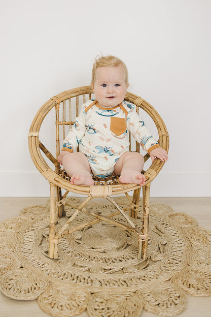 Organic Cotton Long Sleeve Bodysuit - Rocking Horse