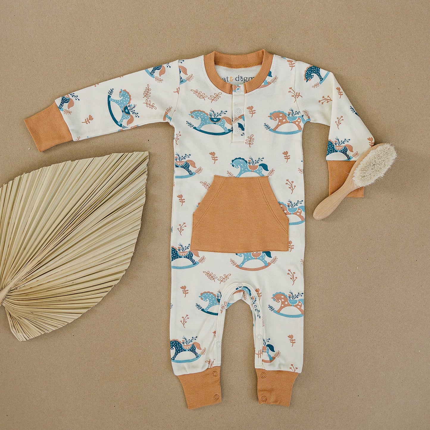 GOTS Certified Organic Cotton Playsuit - Rocking Horse