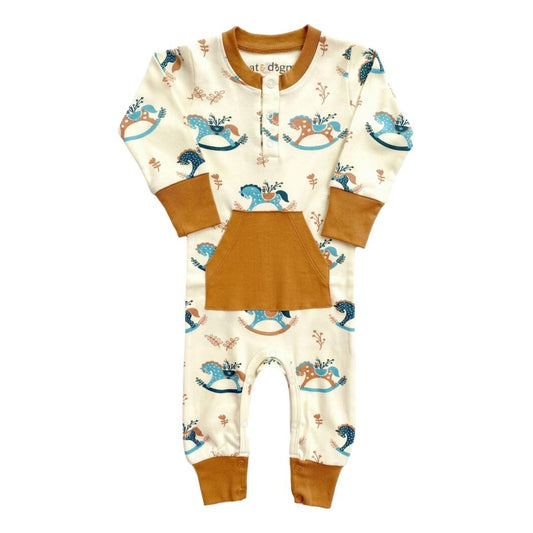 GOTS Certified Organic Cotton Playsuit - Rocking Horse