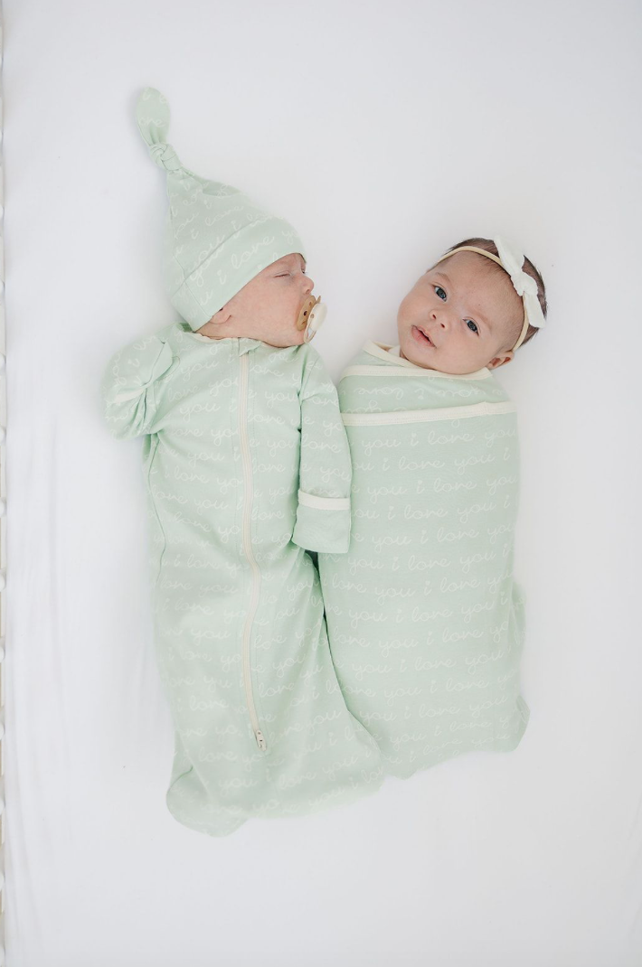 GOTS Certified Organic Cotton Sleepsack - I Love You (Desert Green)