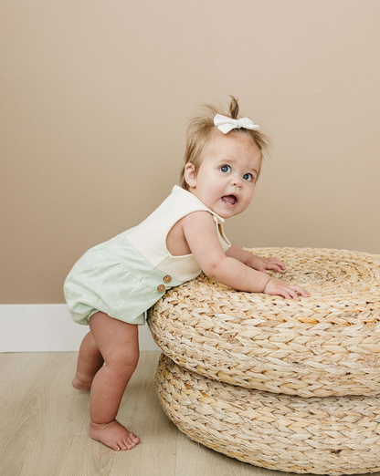 GOTS Certified Organic Cotton Bubble Romper - I Love You (Desert Green)