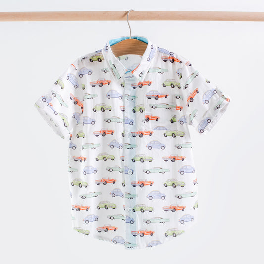 Vintage Road Trip Short Sleeve Collared Shirt