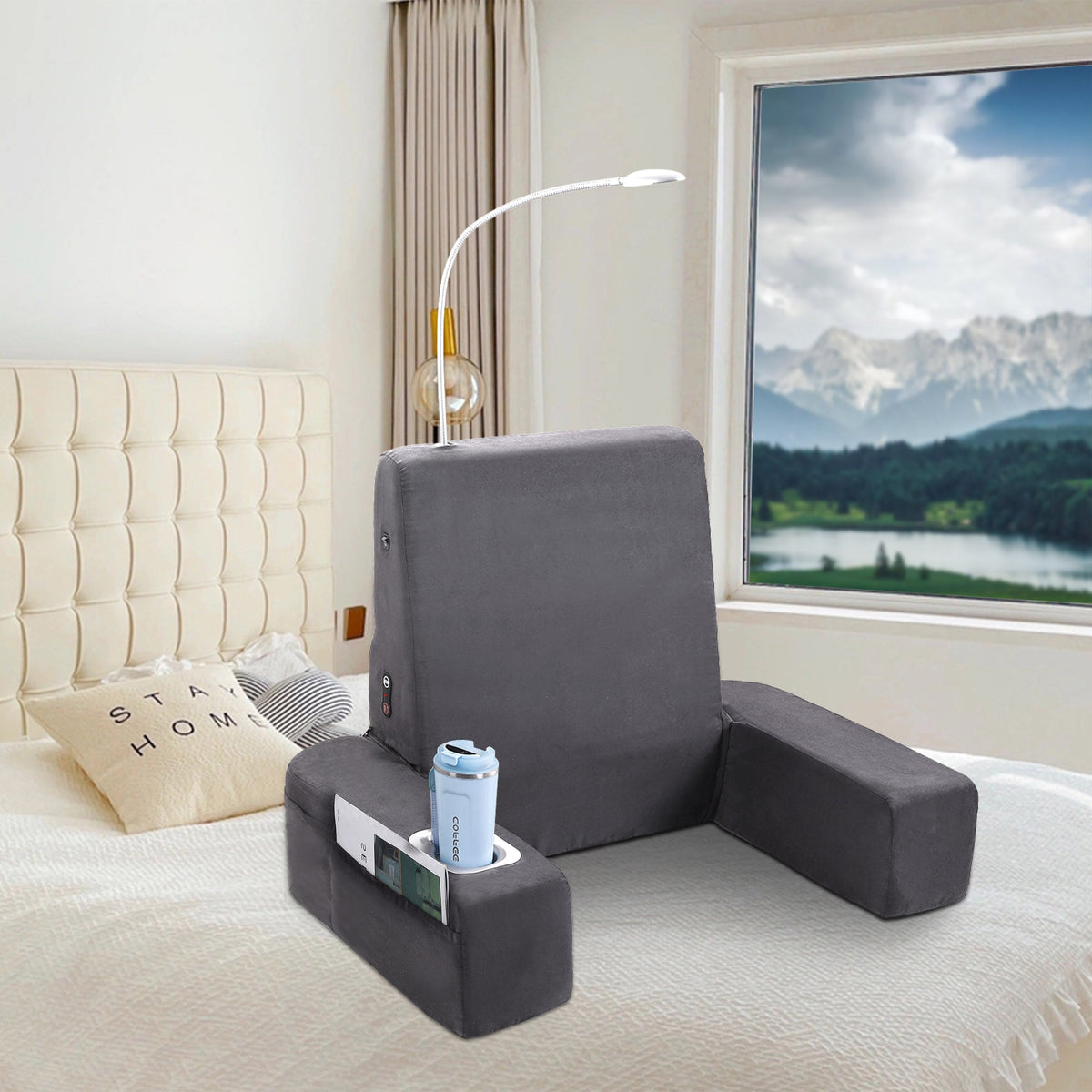 Carepeutic Backrest Bed Lounger with Heated Comfort Vibration Massage