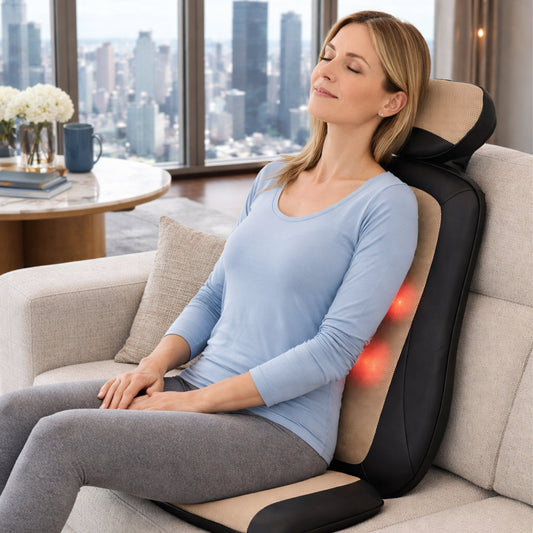 Carepeutic Kneading Rolling Vibration Massage Chair Cushion, Back Massager with Heat Massage, Chair Pad Kneading Back Massager for Pain Relief, Deep Tissue Chair Massage Cushion for Office or Home