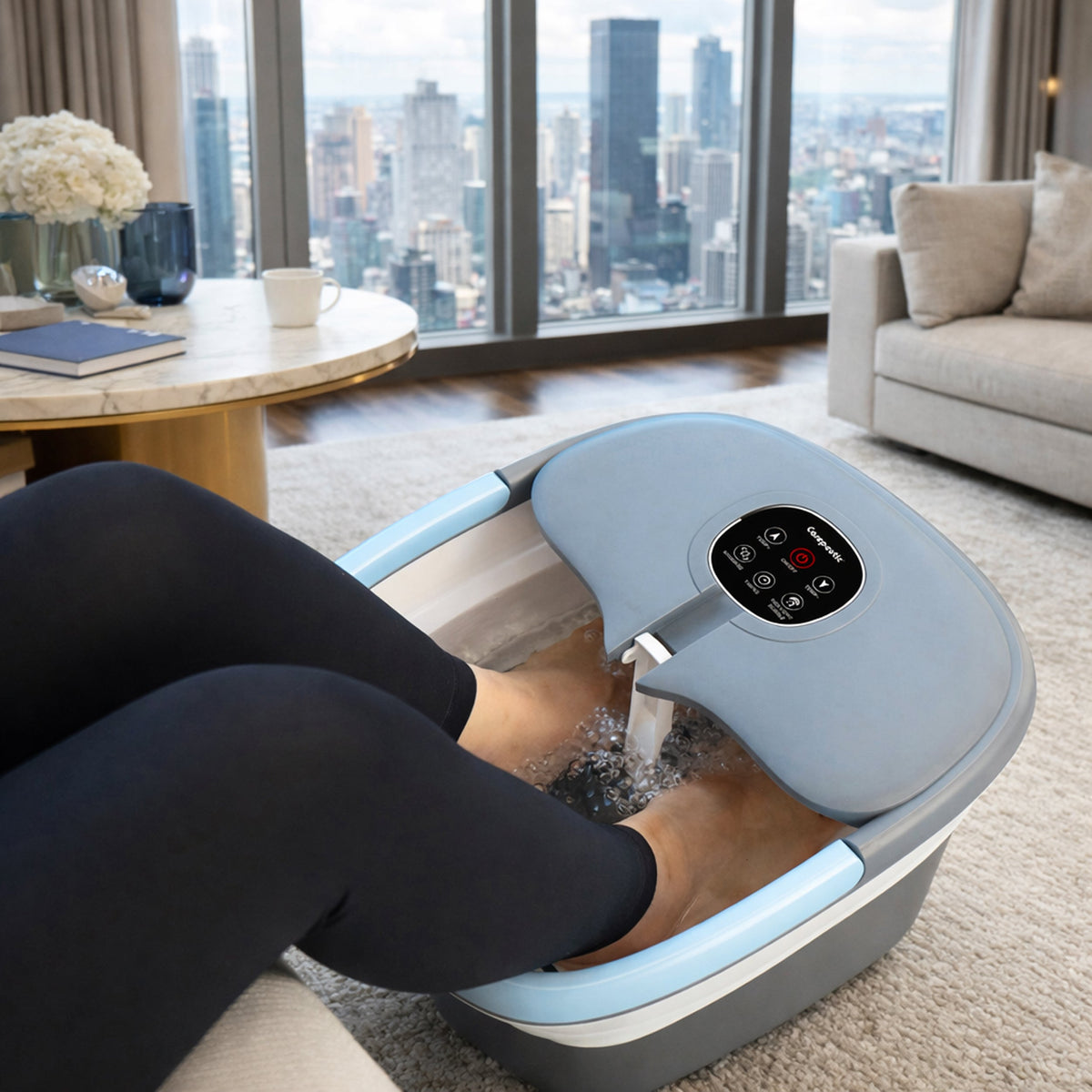 Carepeutic Deluxe Automatic Foot Spa Massager with Remote and Red Light Therapy