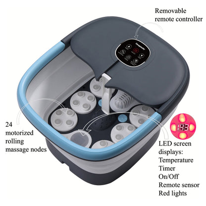 Carepeutic Foldaway Deluxe Foot Spa and Bathing Massager with Red Light and Bubble Therapy