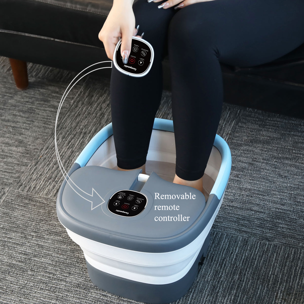 Carepeutic Foldaway Deluxe Foot Spa and Bathing Massager with Red Light and Bubble Therapy