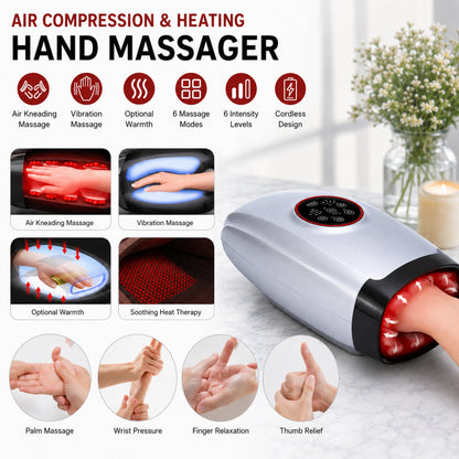 Carepeutic Acupressure Warming Hand Massager with Pulse Vibration, Kneading Massage, for Home or Office or On the Go