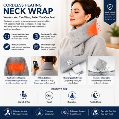 Carepeutic Cordless Wearable Washable Heating Neck Wrap, Unisex