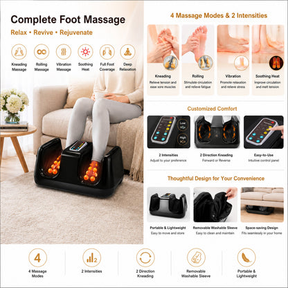Carepeutic Deluxe Shiatsu Foot Massager with Kneading Rolling Vibration and Heat