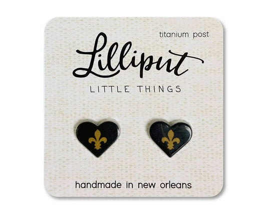 Lilliput Little Things - Fleur de Lis Heart Earrings