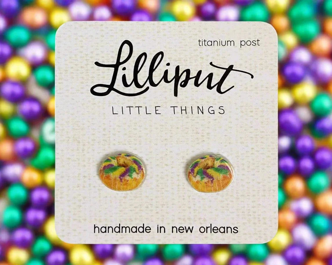 Lilliput Little Things -  Mardi Gras King Cake Earrings