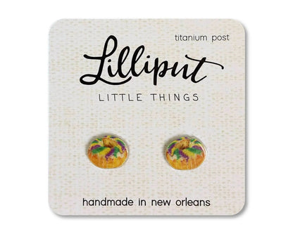 Lilliput Little Things -  Mardi Gras King Cake Earrings