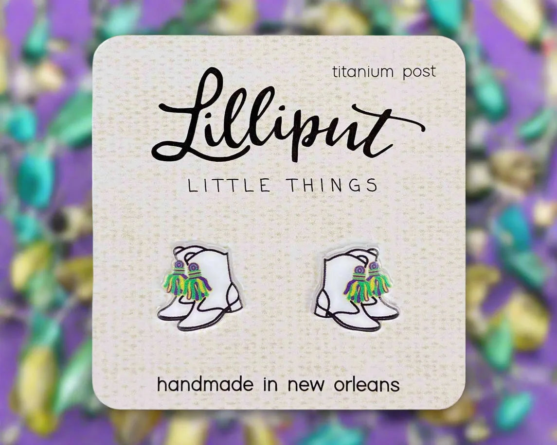 Lilliput Little Things -  Mardi Gras Majorette Marching Boot Earrings