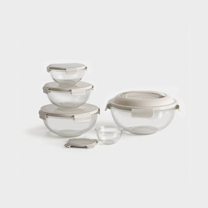 10-PC Mix, Store & Serve Glass Bowl Set with handles