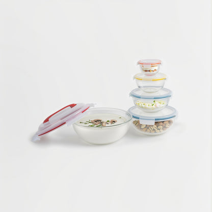 10-PC Mix, Store & Serve Glass Bowl Set with handles