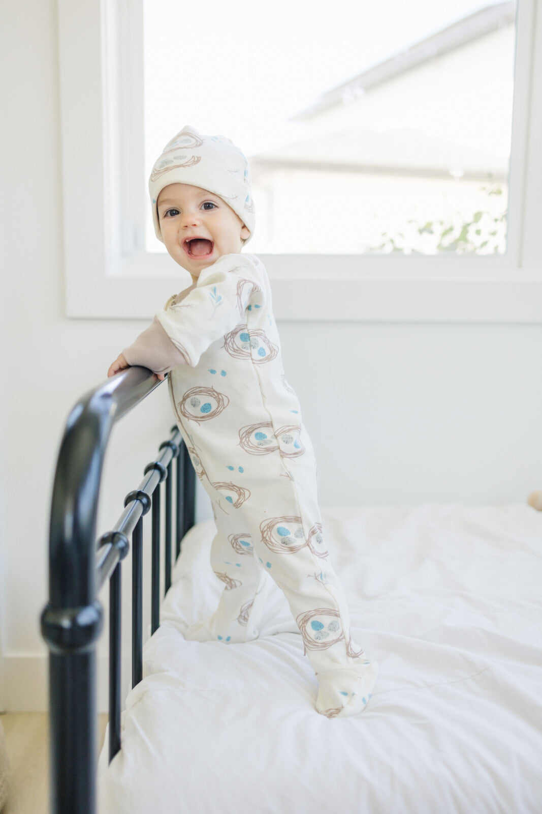 GOTS Certified Organic Cotton Zippy Footed - Quail Nest