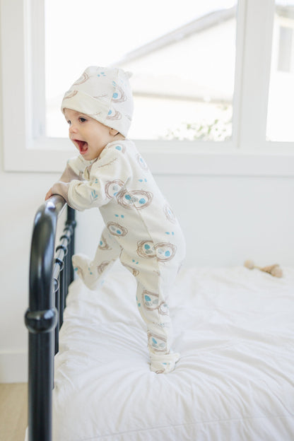 GOTS Certified Organic Cotton Zippy Footed - Quail Nest