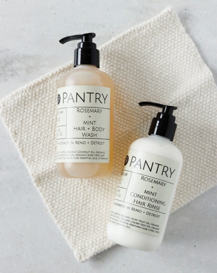 Stimulating + Conditioning Hair Combo - Rosemary + Mint Shampoo, Body Wash + Conditioner No SLS, Parabens, Phthlates or Fragrances