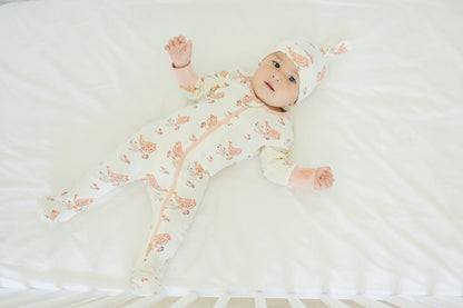 GOTS Certified Organic Cotton Zippy Footed - Celadon Quail