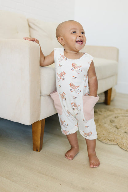 GOTS Certified Organic Cotton Sleeveless Romper - Celadon Quail