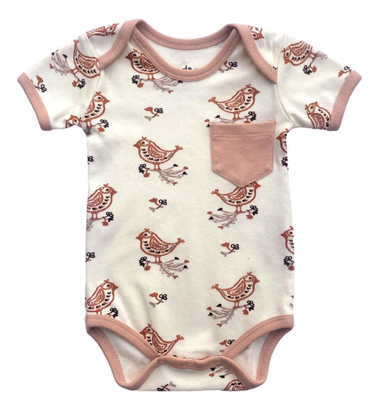 GOTS Certified Organic Cotton Short Sleeve Playsuit - Celadon Quail