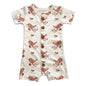 GOTS Certified Organic Cotton Short Sleeve Romper - Celadon Quail