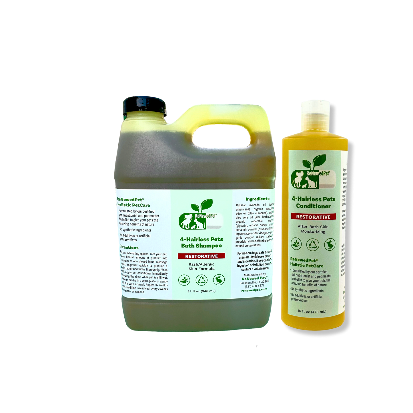 4-HAIRLESS PETS RESTORATIVE SHAMPOO & CONDITIONER