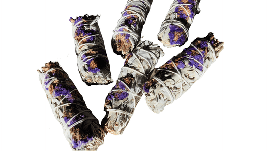 4" Sustainably Harvested - White Sage & Purple Sinuata Flower