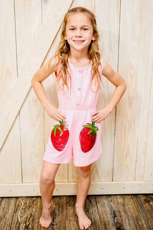 SeersuckerJOEY LLC - Sequin Strawberry Girls Romper